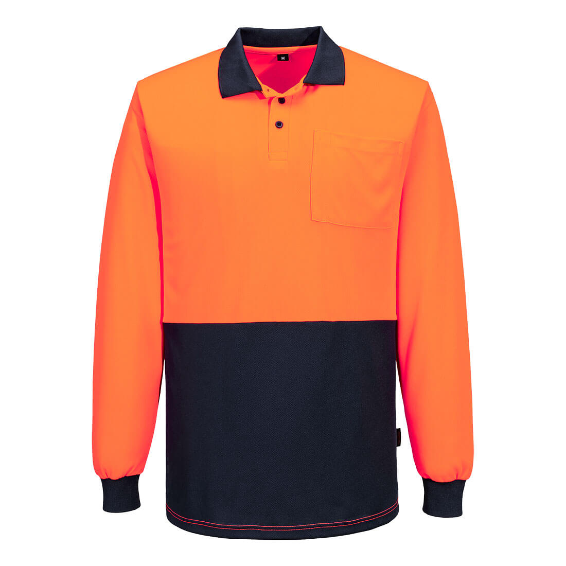 Portwest MP615 Hi-Vis Contrast Polo – Long Sleeve (Orange/Navy)