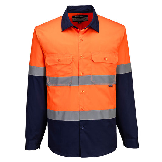 Portwest MA803 Industrial Work Shirt – Orange/Navy (Day/Night)