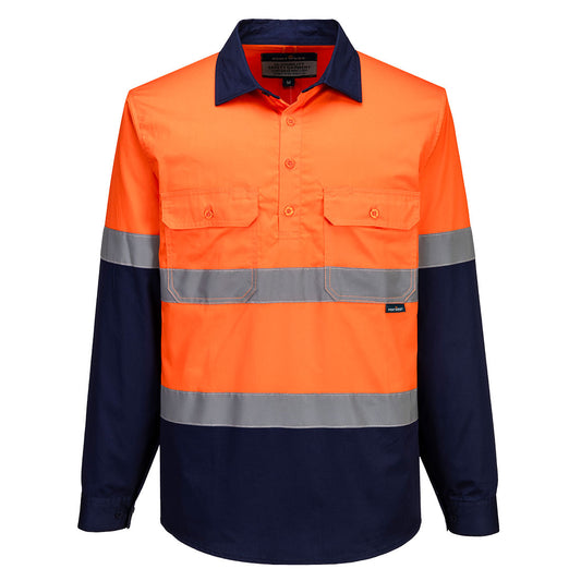 Portwest MA804 Industrial Work Shirt – Orange/Navy (Cotton Drill)