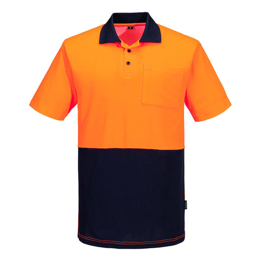 Portwest MP415 Hi-Vis Taped Polo – Long Sleeve (Orange/Navy)