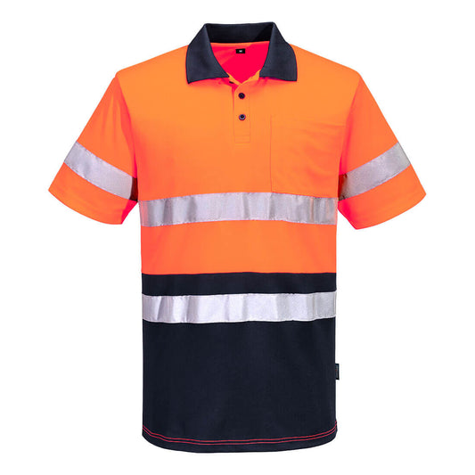 Portwest MP616 Hi-Vis Contrast Polo – Short Sleeve (Orange/Navy)